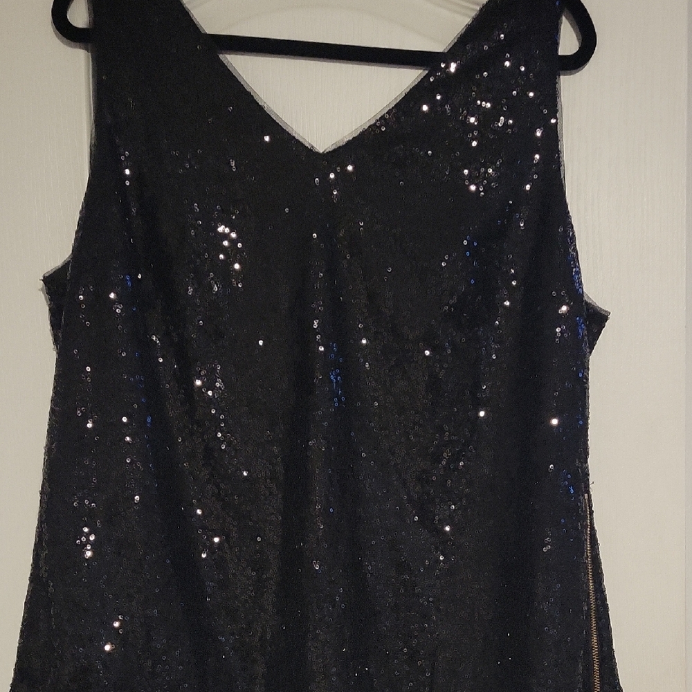 Grace Karin Black Sequin V-Neck Tank Top